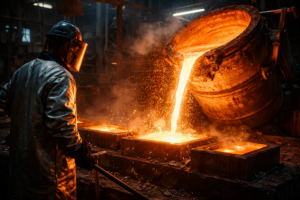 producción de cobre en operación minera industrial optimización de procesos en la minería del cobre consultoría minera para eficiencia operativa en planta mejora metalúrgica en procesos productivos mineros operario supervisando proceso industrial del cobre